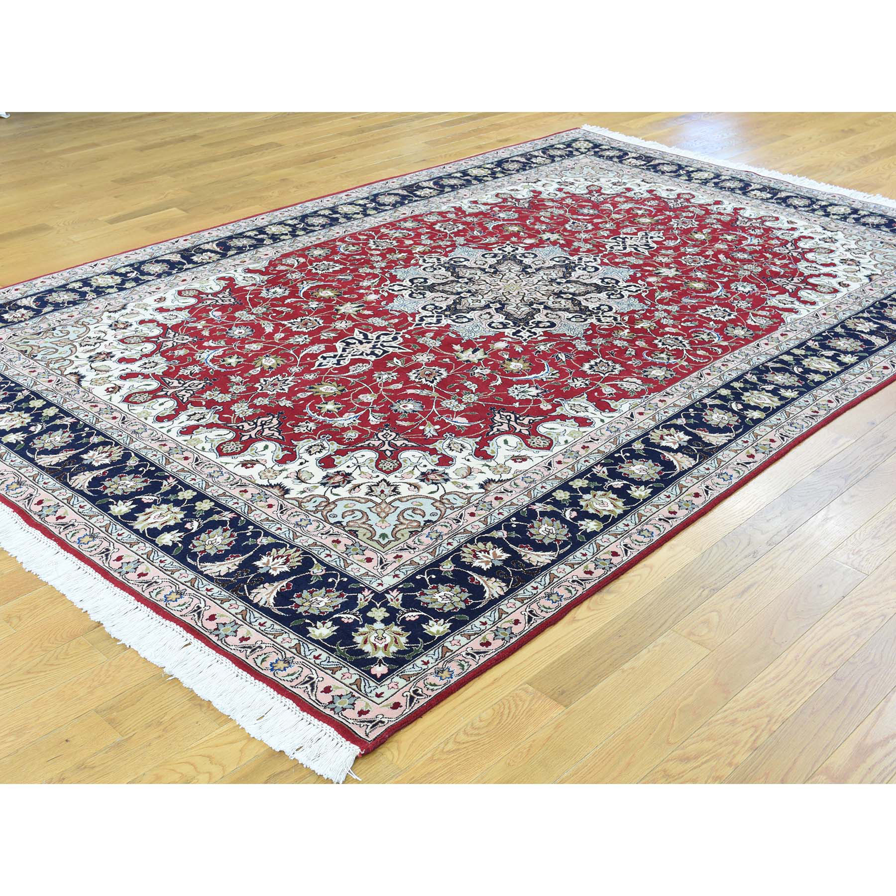 6'6"x10' Hand Woven Persian Tabriz Wool And Silk 400 KPSI Oriental Rug 