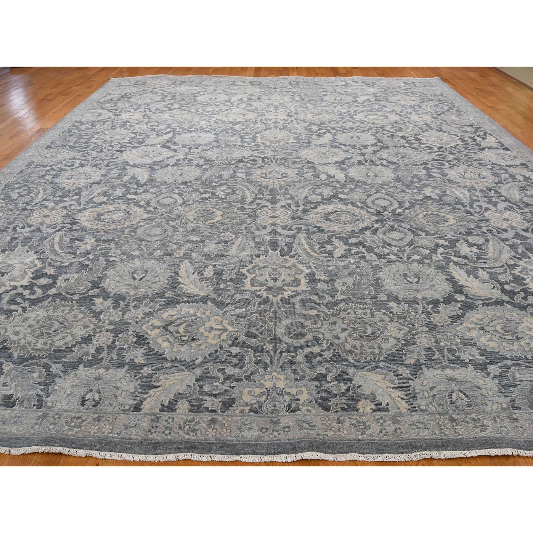 12'x15'10" Hand Woven Oushak Influence Silk with Textured Wool Oriental Rug 