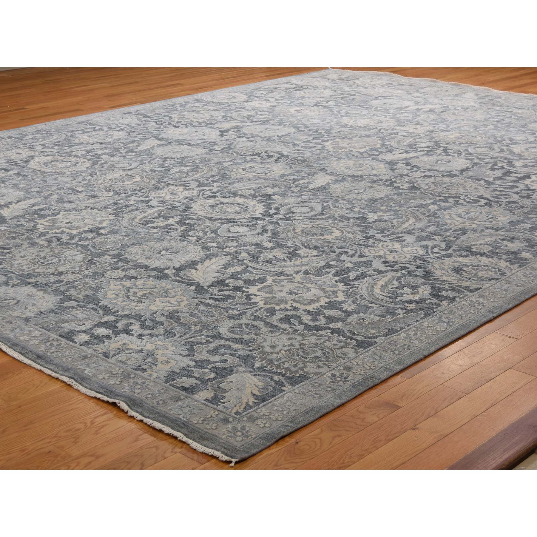 12'x15'10" Hand Woven Oushak Influence Silk with Textured Wool Oriental Rug 