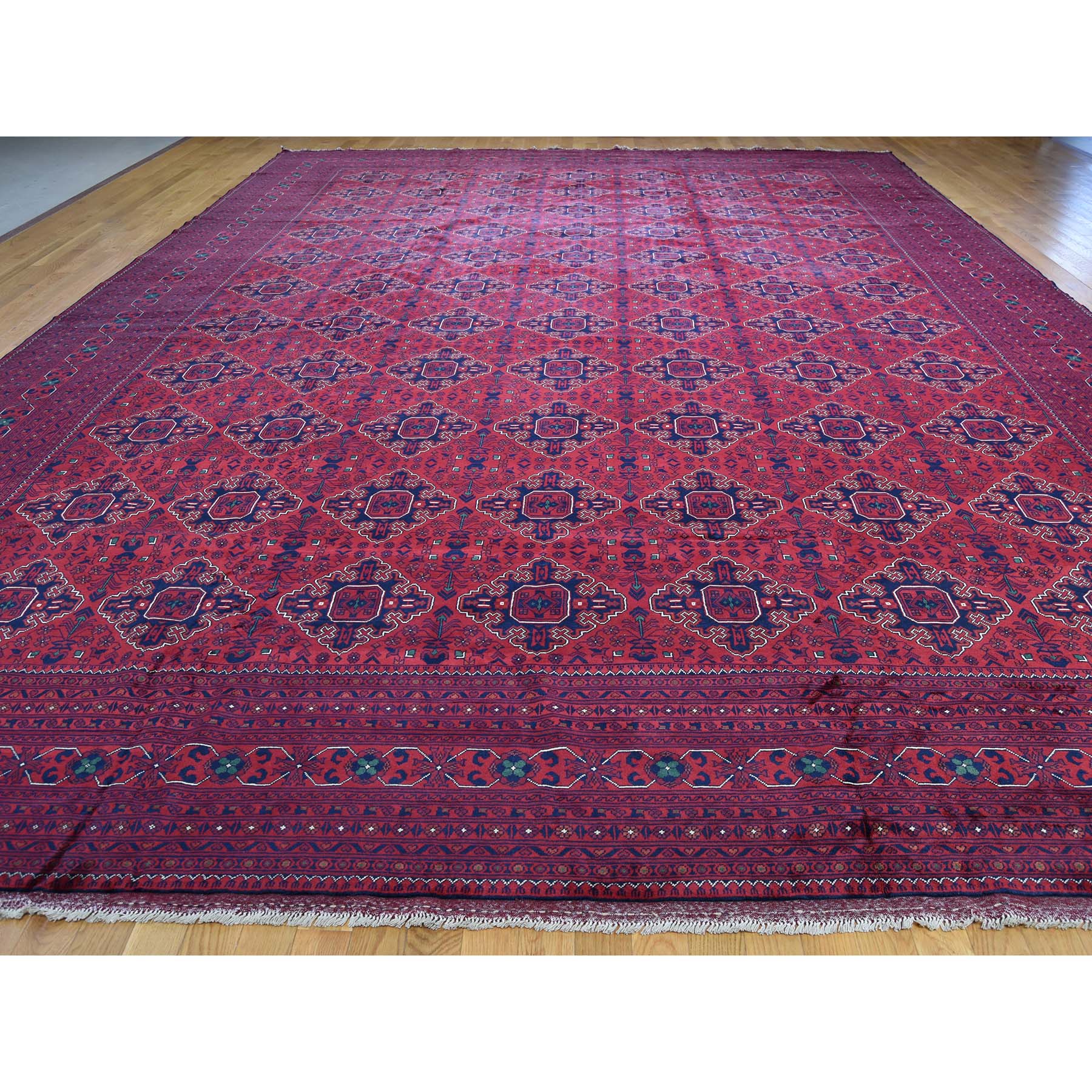 13'1"x19'8" Mansion Size Afghan Khamyab Pure Wool Hand Woven Oriental Rug 