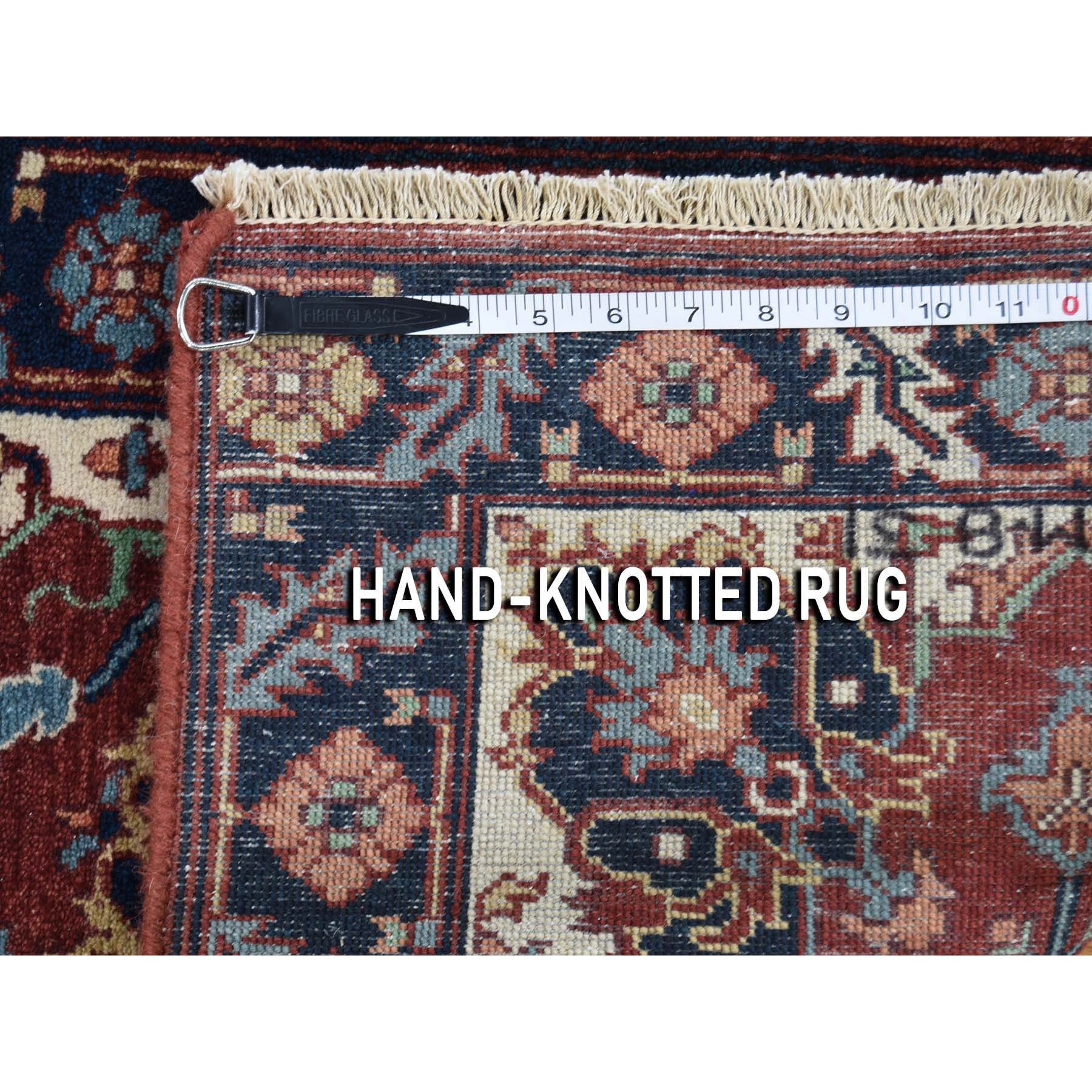 2'x3' Antiqued Heriz Re-creation Hand Woven Pure Wool Oriental Rug 