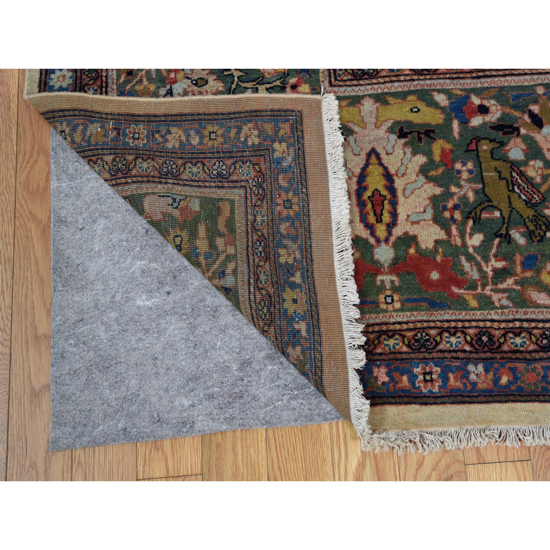 12'2"x18'8" Oversized Antique Persian Sarouk Fereghan With Birds Full Pile And Soft Hand Woven Oriental Rug 