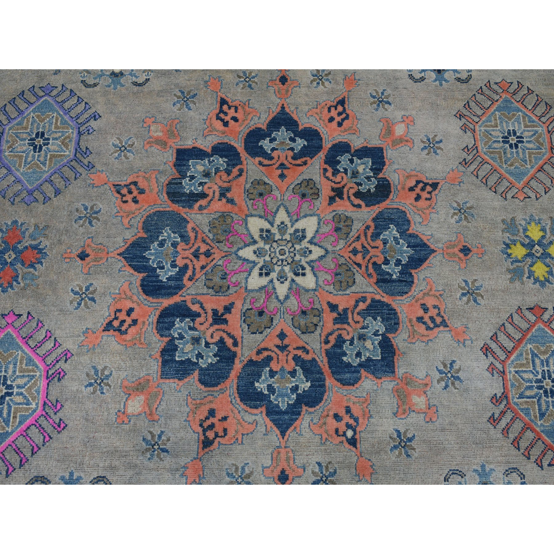 8'x9'9" Colorful Fusion Kazak Pure Wool Hand Woven Oriental Rug 