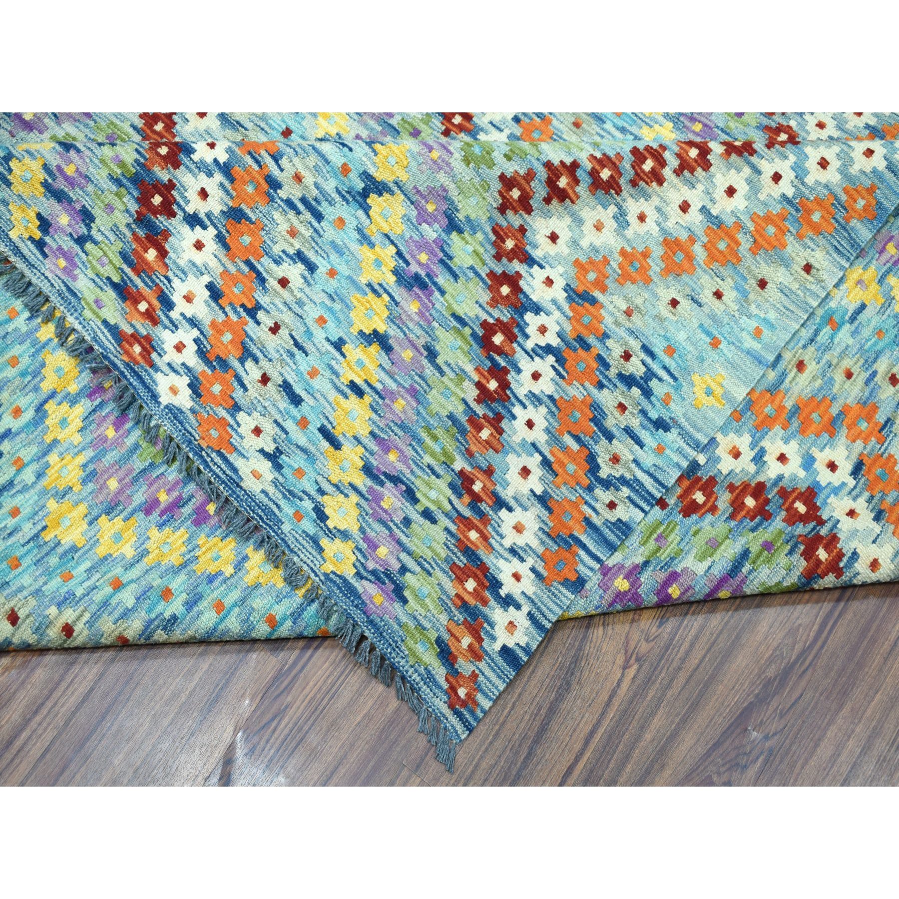 10'2"x13'4" Colorful Afghan Kilim Pure Wool Hand Woven Oriental Rug 