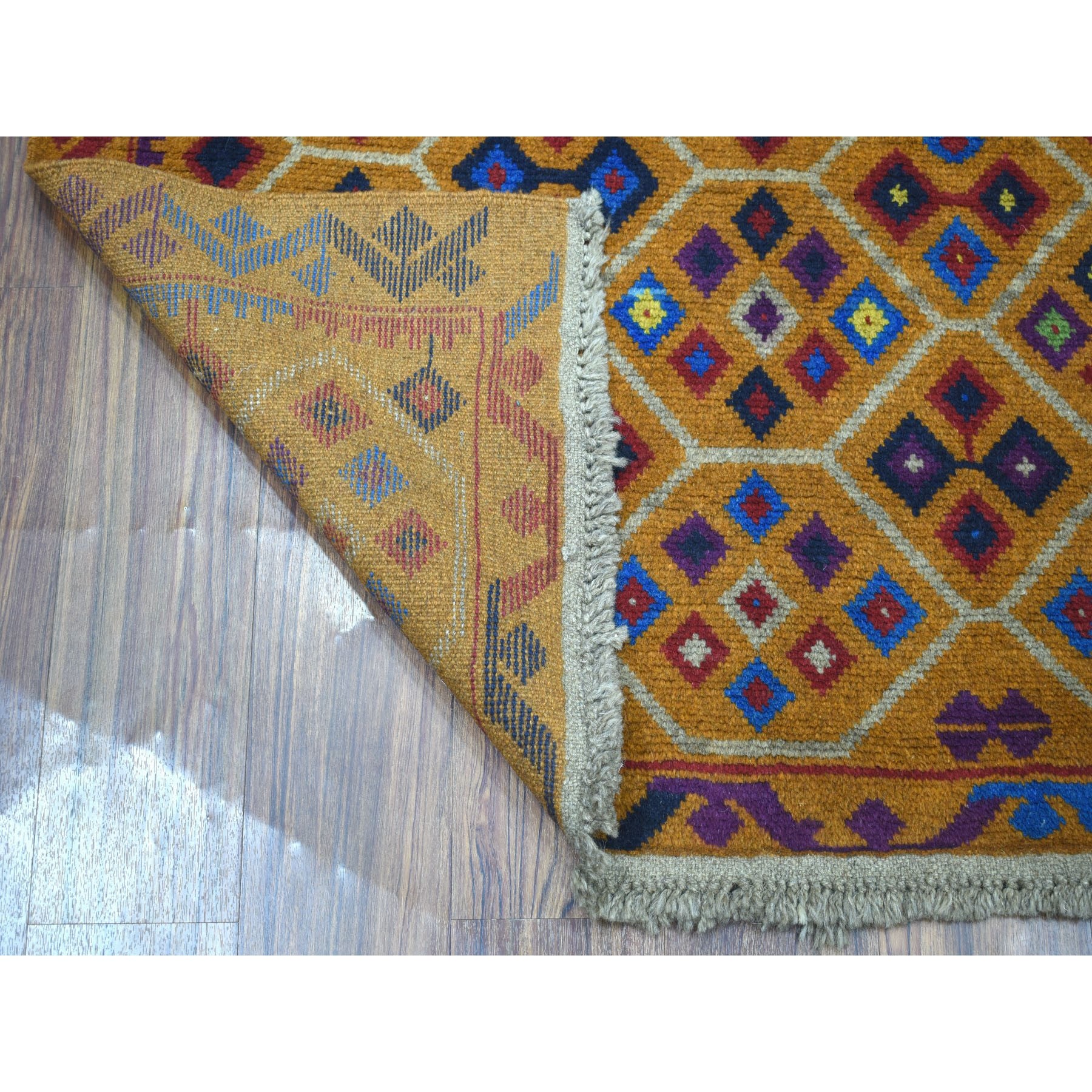 4'x5'10" Colorful Afghan Baluch Tribal Design Hand Woven 100% Wool Oriental Rug 