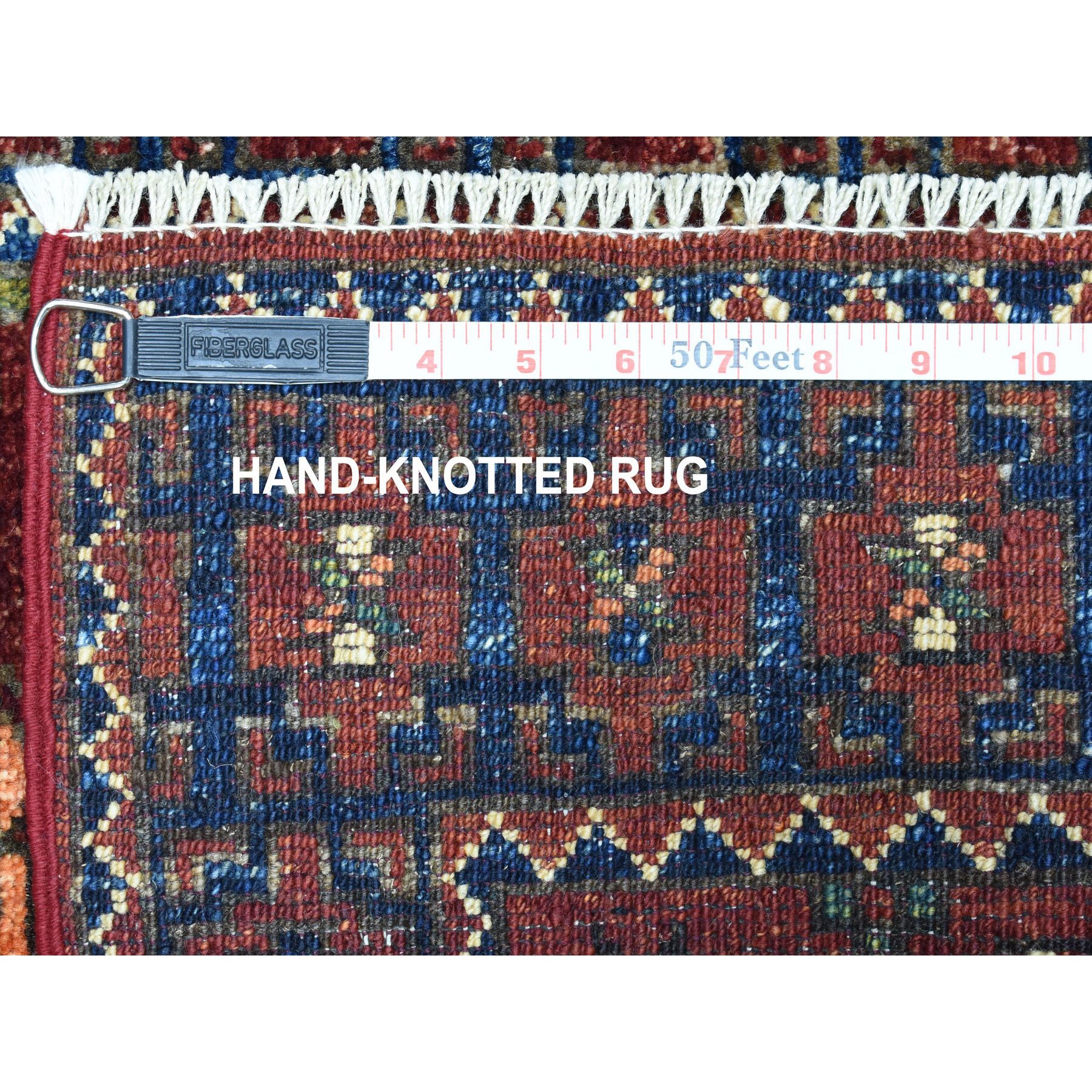 2'x3' Red Elephant Feet Design Hand Woven Afghan Ersari Pure Wool Oriental Rug 