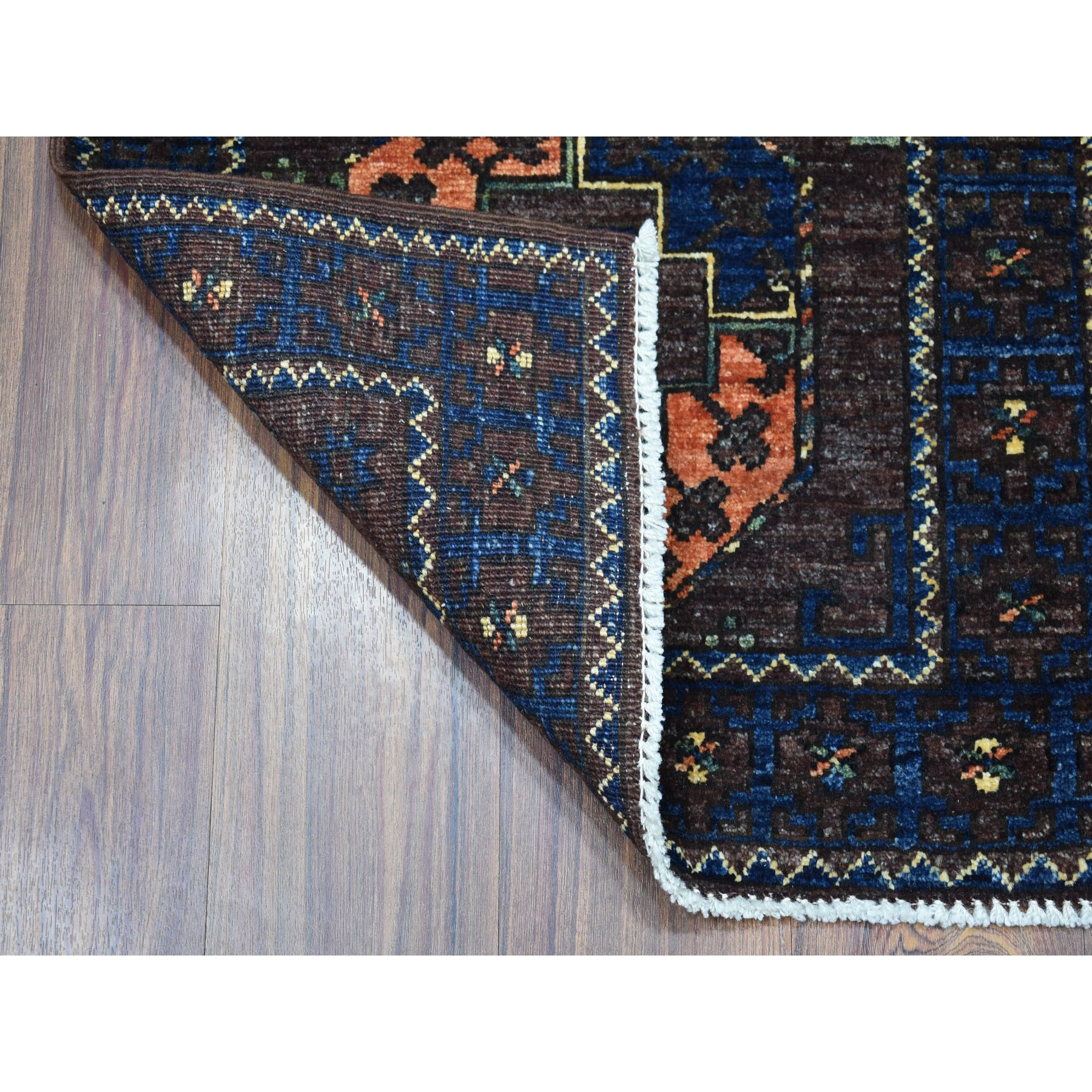 2'x3' Elephant Feet Design Afghan Ersari Hand Woven Pure Wool Oriental Rug 