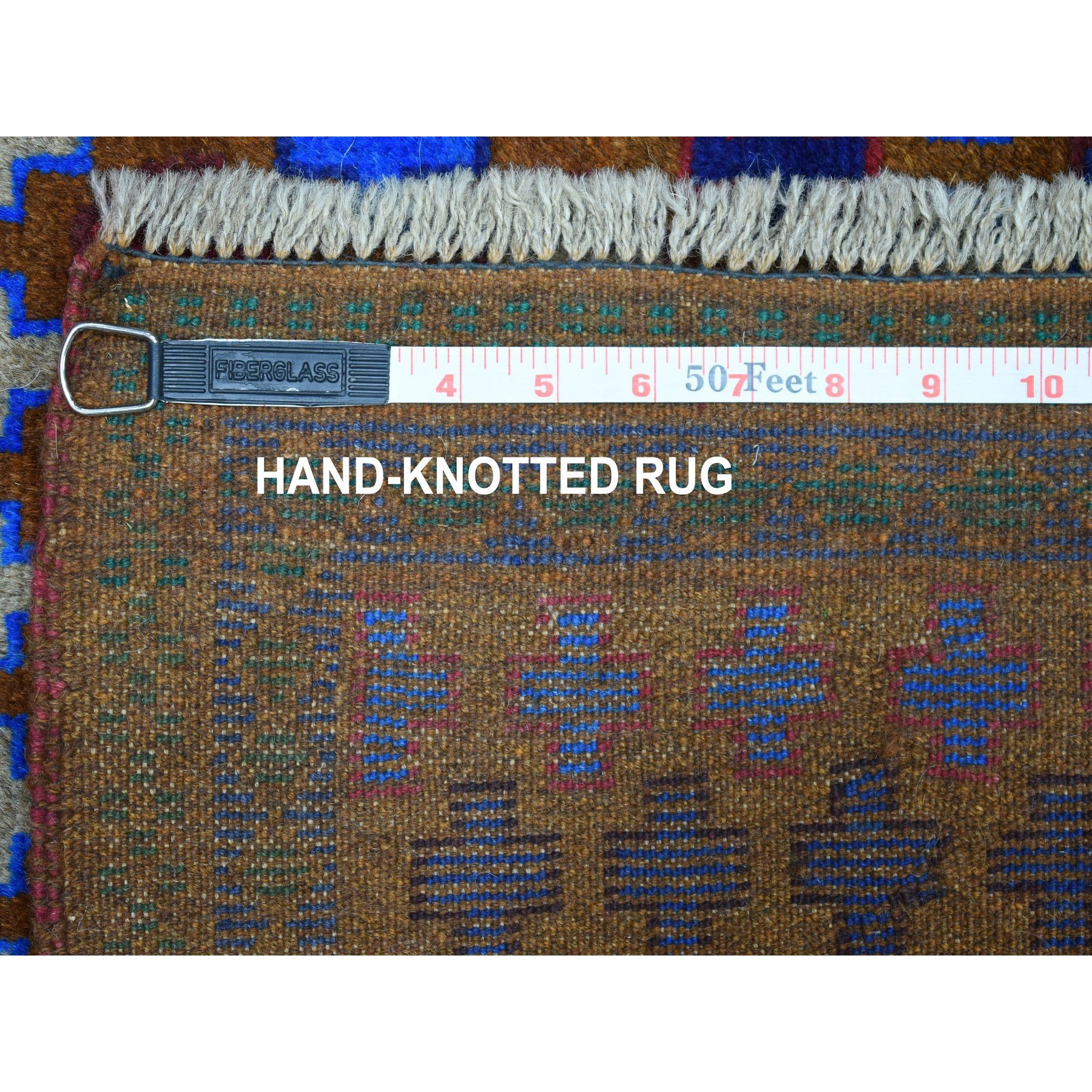 3'3"x4'7" Brown All Over Design Colorful Afghan Baluch Hand Woven Pure Wool Oriental Rug 