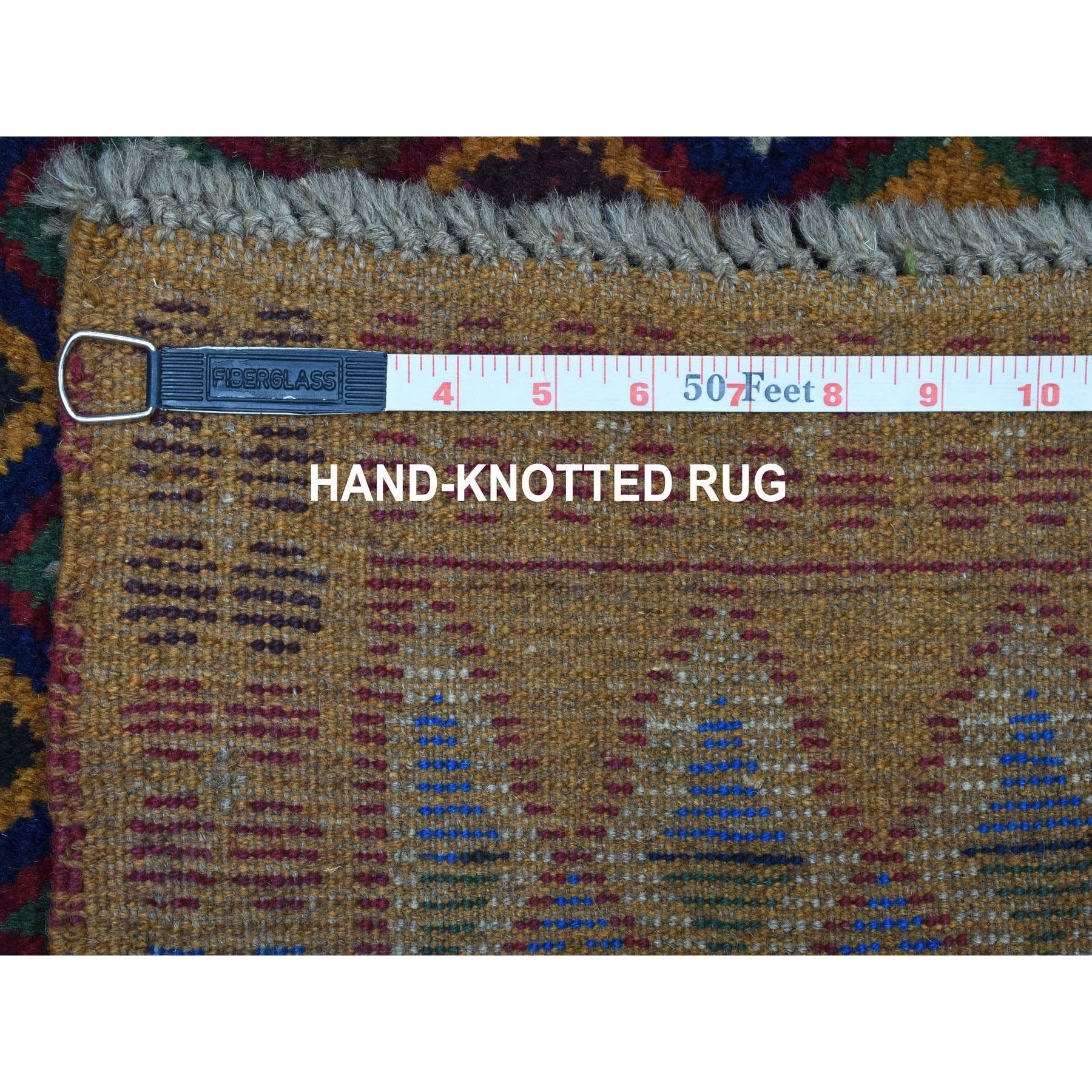 4'3"x6'1" Brown Tribal Design Colorful Afghan Baluch Hand Woven Pure Wool Oriental Rug 