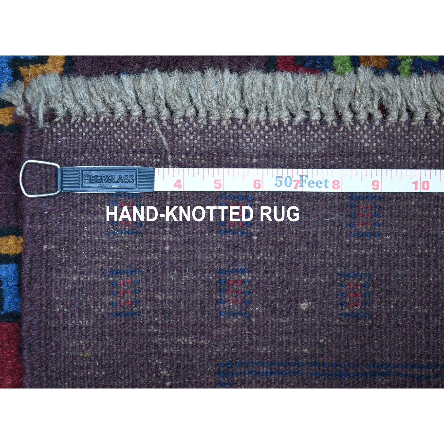5'10"x7'8" Purple Geometric Design Colorful Afghan Baluch Hand Woven Pure Wool Oriental Rug 