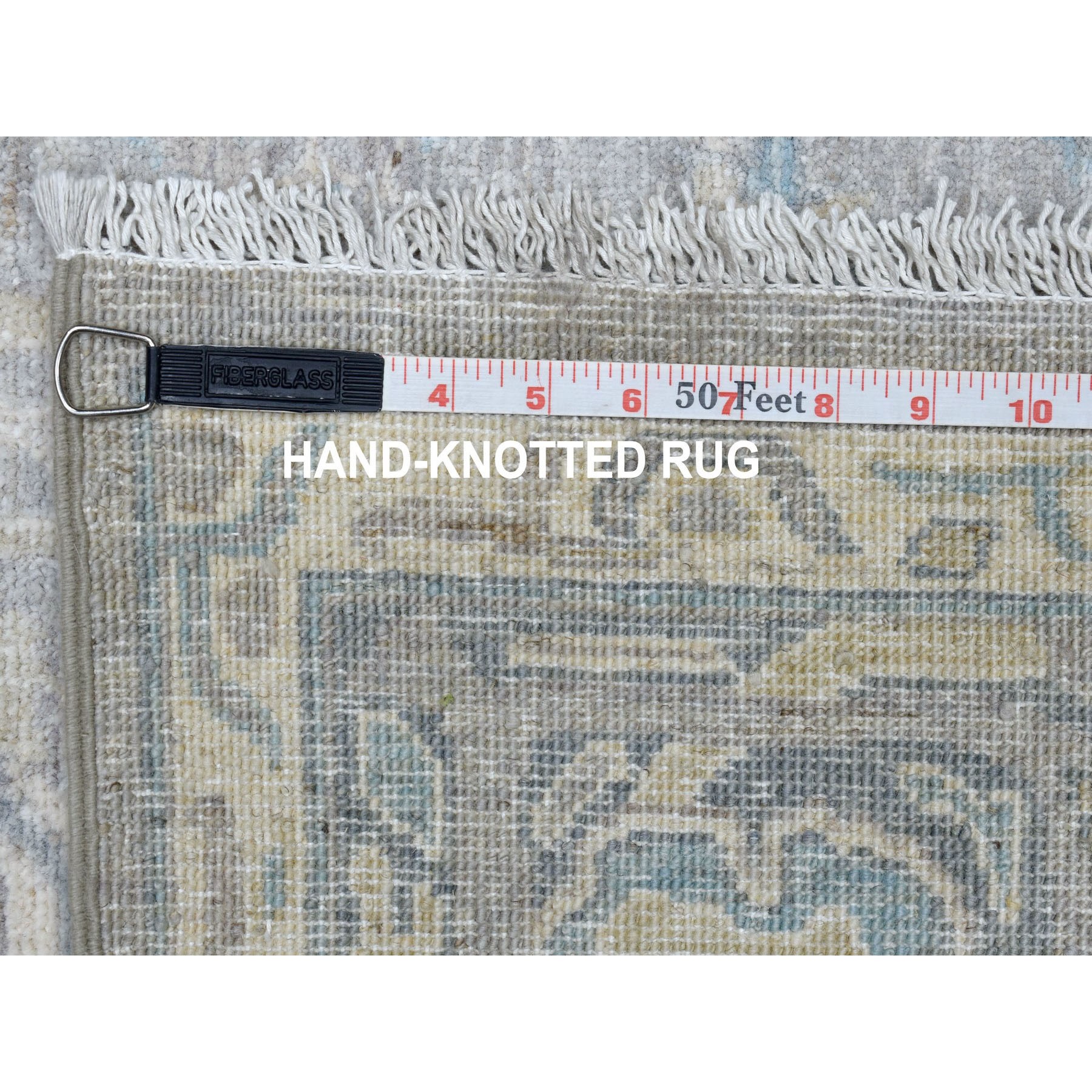 6'x8'9" White Wash Peshawar Mahal Design Pure Wool Hand Woven Oriental Rug 