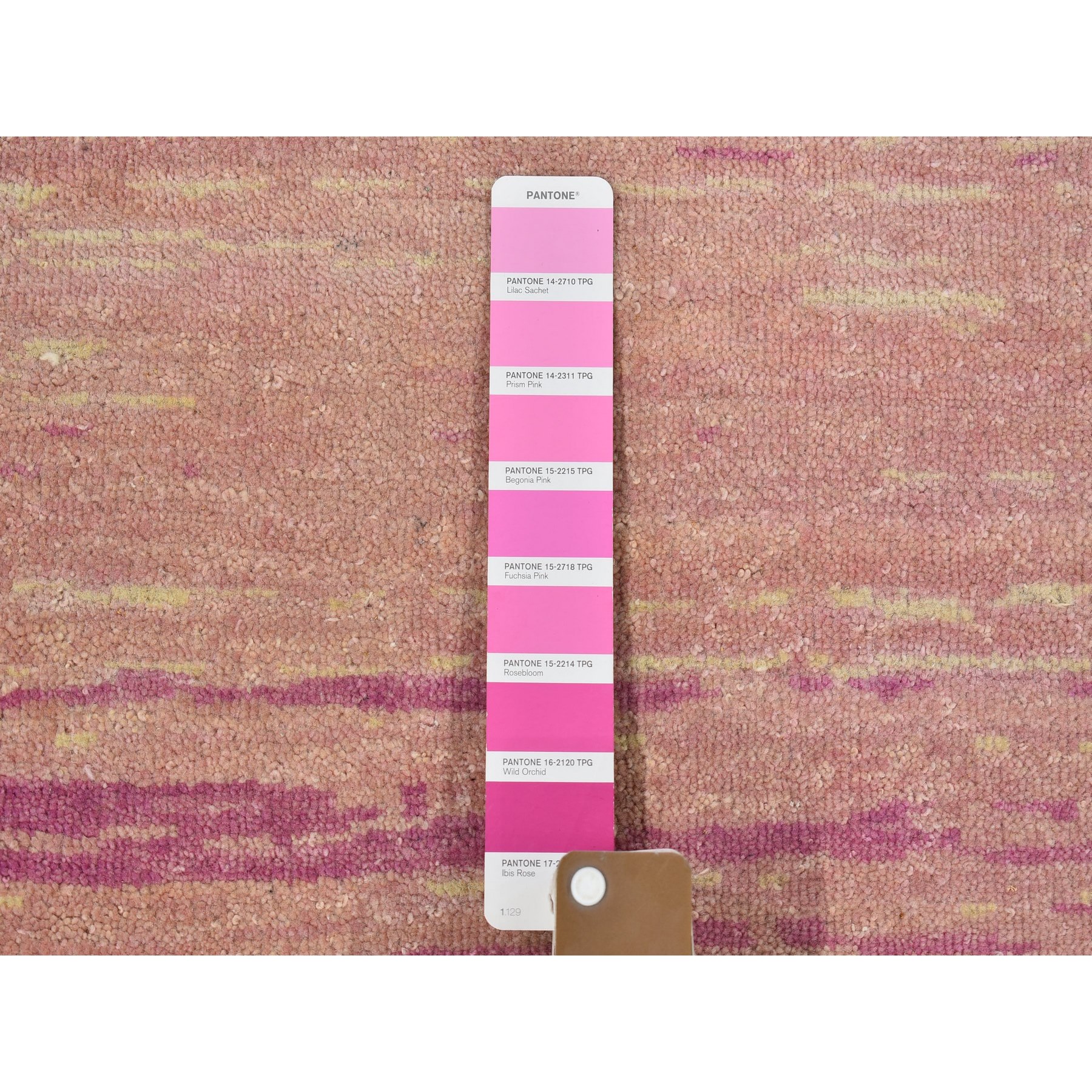 12'1"x15'2" Oversized Pink Zero Pile Organic Wool Ombre Design Hand Woven Oriental Rug 
