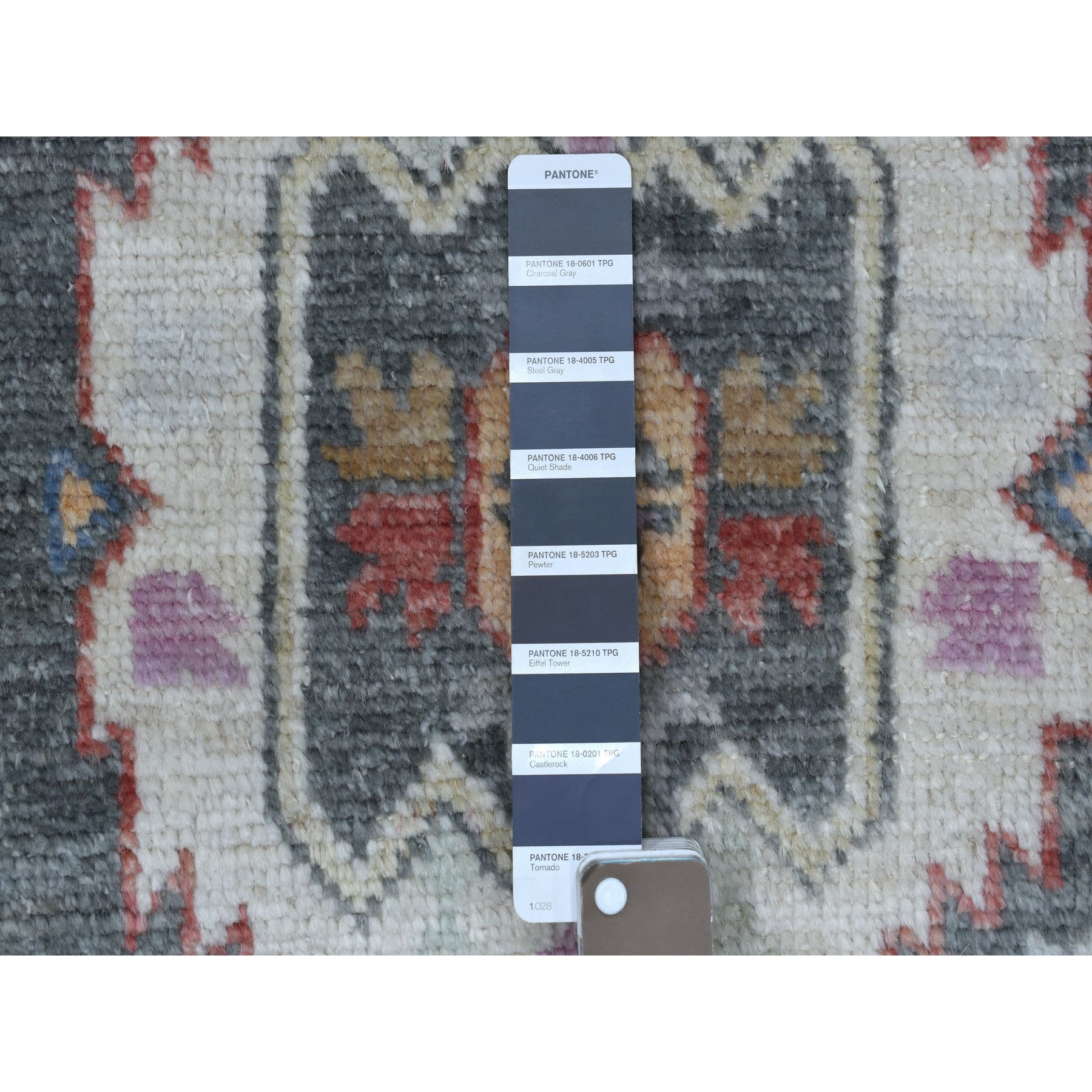 2'10"x9'10" Hand Woven Dark Gray With Geometric Village Anatolian Design Angora Oushak Glimmery Wool Oriental Runner Rug 
