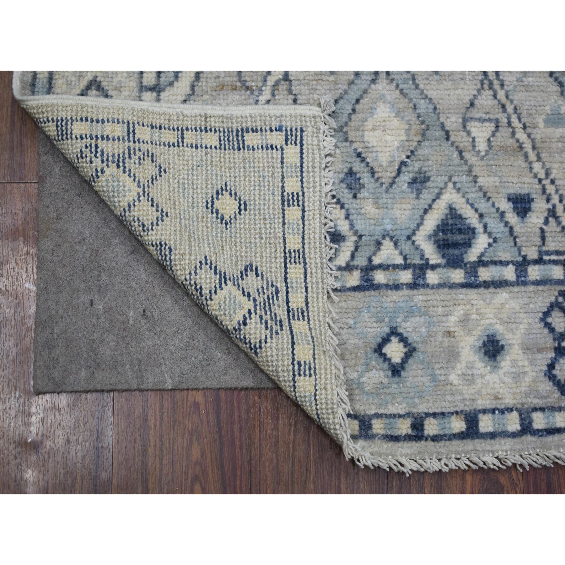 2'9"x9'4" Gray, Extra Soft Wool, Anatolian Village Inspired Geometric Design, Hand Woven, Runner Oriental Rug 
