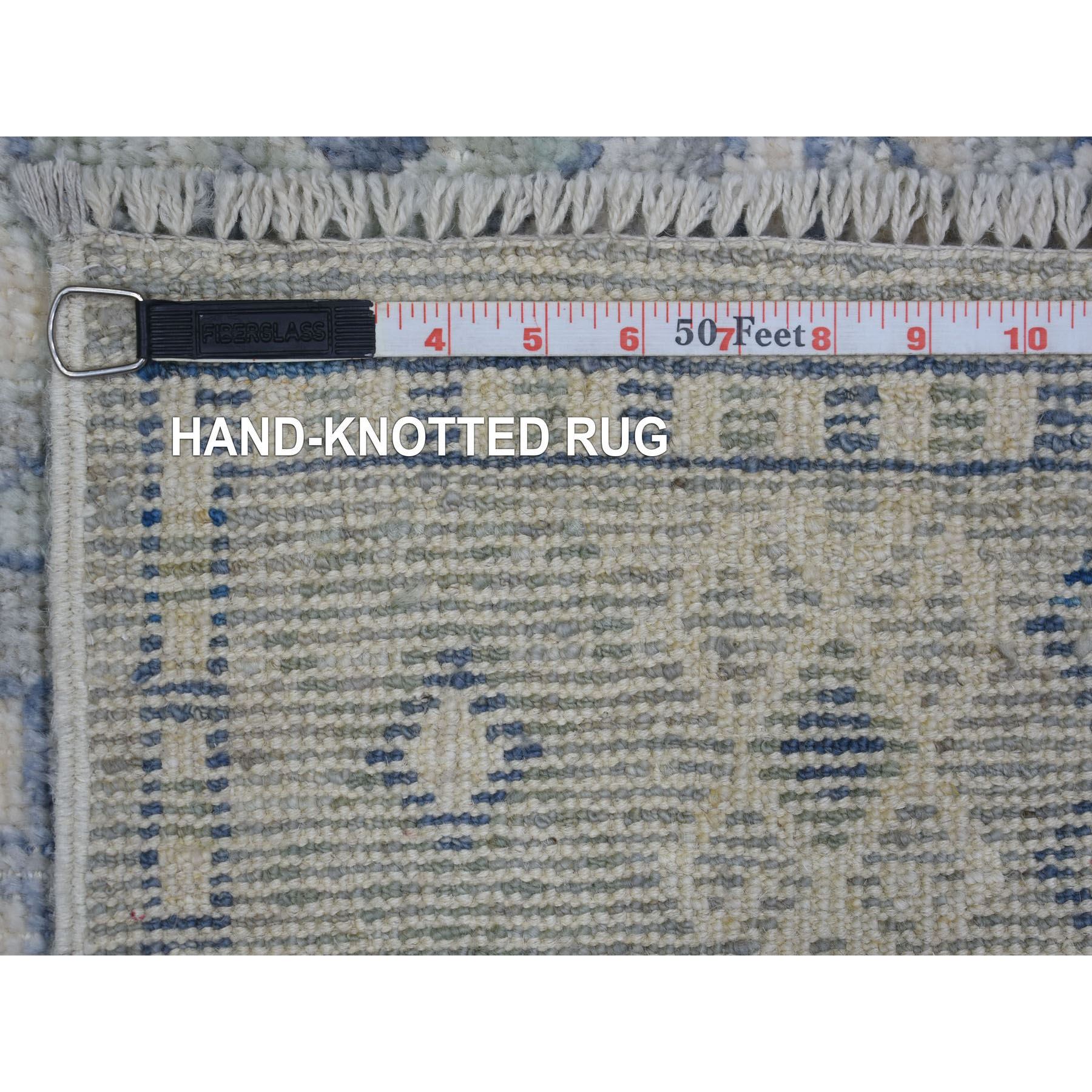 2'9"x9'4" Gray, Extra Soft Wool, Anatolian Village Inspired Geometric Design, Hand Woven, Runner Oriental Rug 