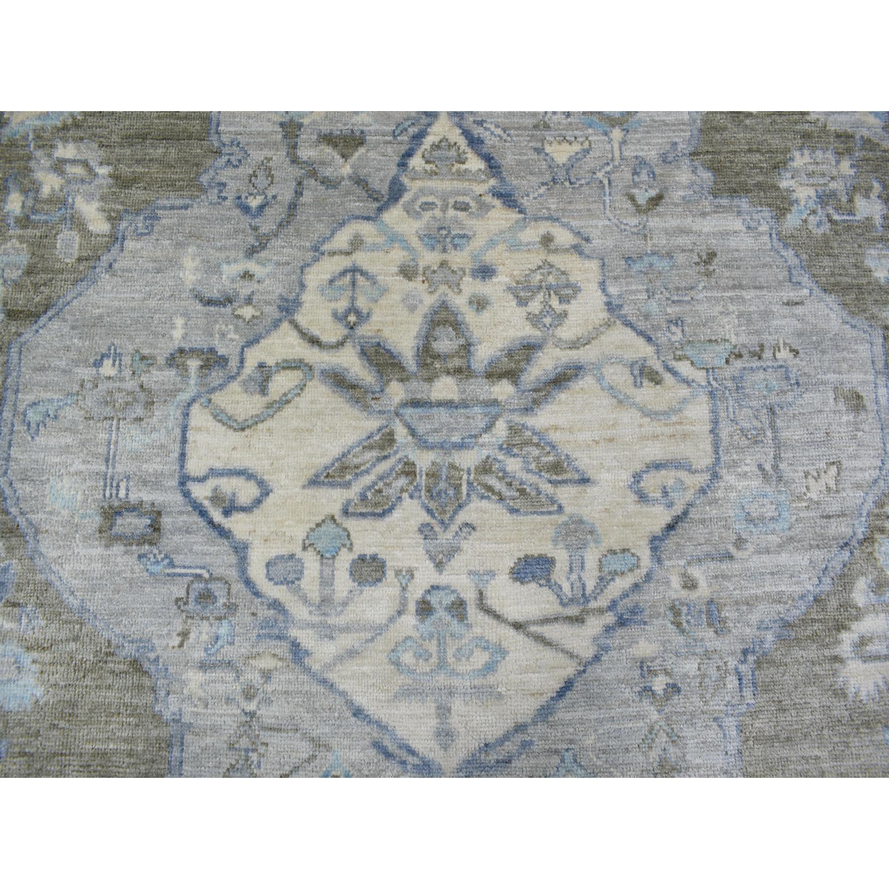 8'x9'9" Faded Taupe, Anatolian Design with Large Medallion Design Natural Dyes, Soft and Supple Wool Hand Woven, Oriental Rug 