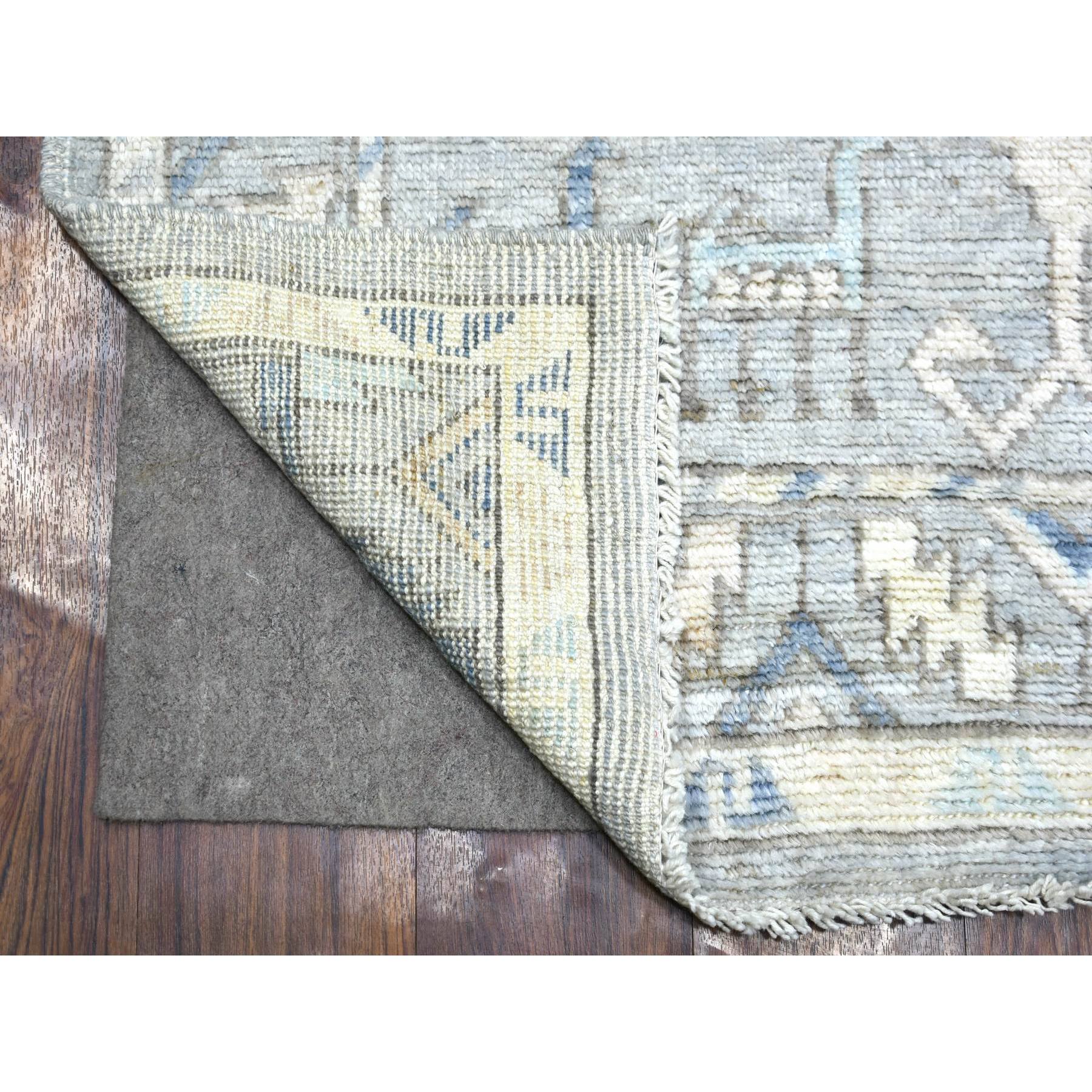 4'x10' Light Blue, Soft Wool Hand Woven, Anatolian Village Inspired Geometric Medallion Design with Animal Figurines Natural Dyes, Wide Runner Oriental Rug 