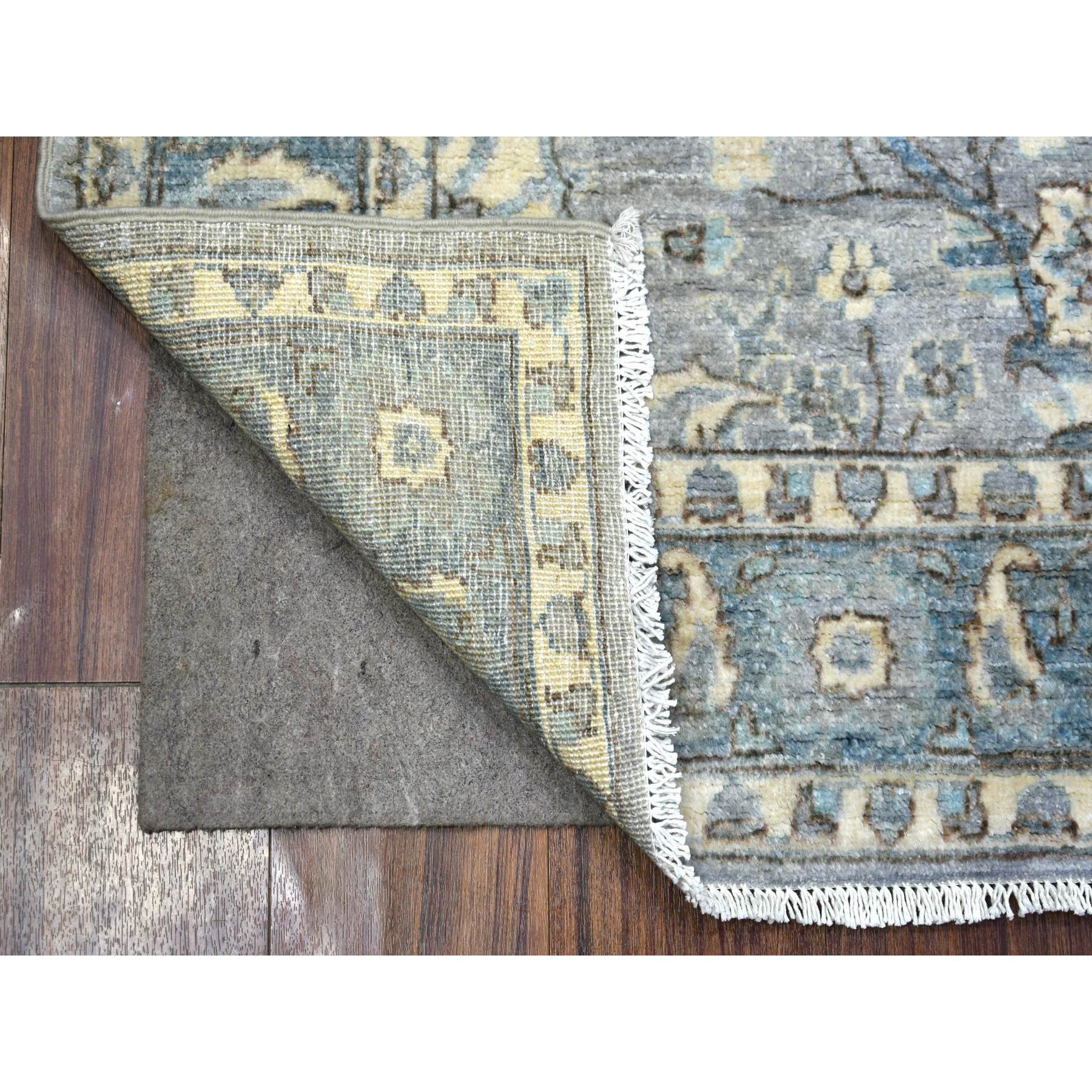 4'x5'10" Gray, Hand Woven Fine Peshawar with All Over Design, Densely Woven Organic Wool, Wide Runner Oriental Rug 