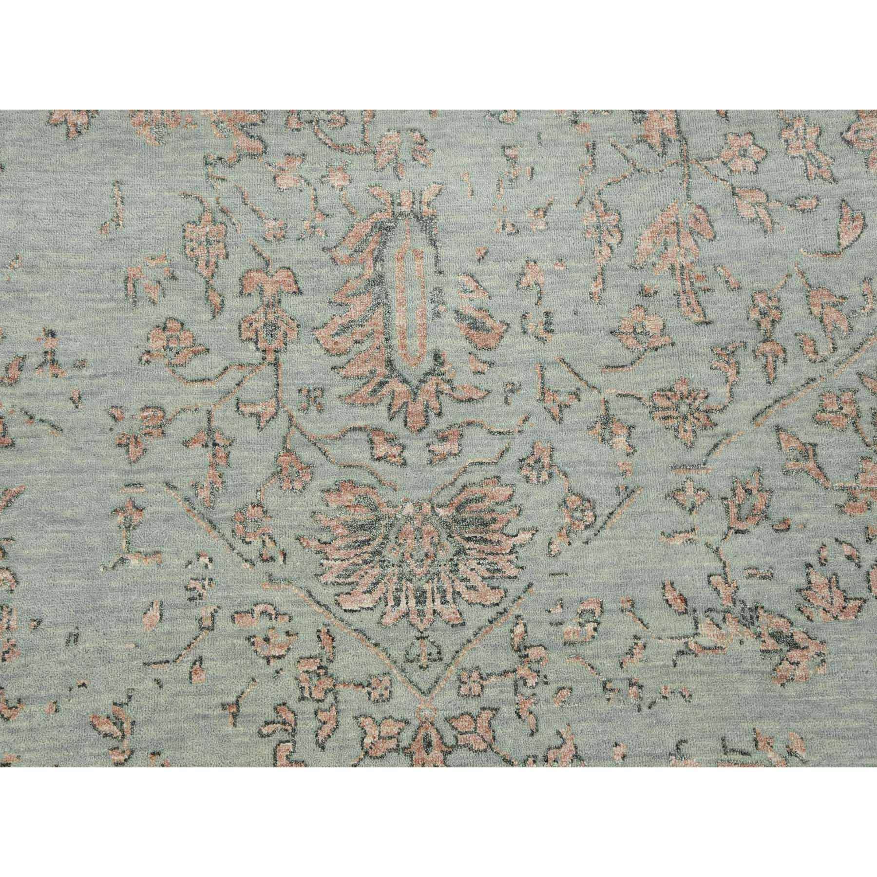 9'x12' Ash Gray with Touches of Copper, Broken Erased Persian Serapi Design, Wool and Silk Hand Woven, Oriental Rug 