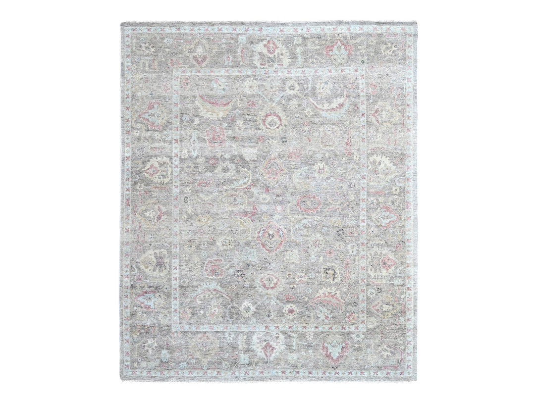 7'10" x 9'10" New Hand Knotted Grey Wool Rectangle Oriental Rug - MOA10210002