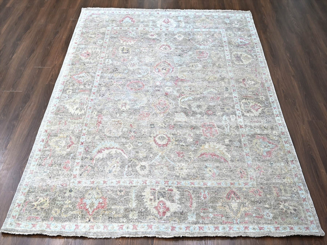7'10" x 9'10" New Hand Knotted Grey Wool Rectangle Oriental Rug - MOA10210002