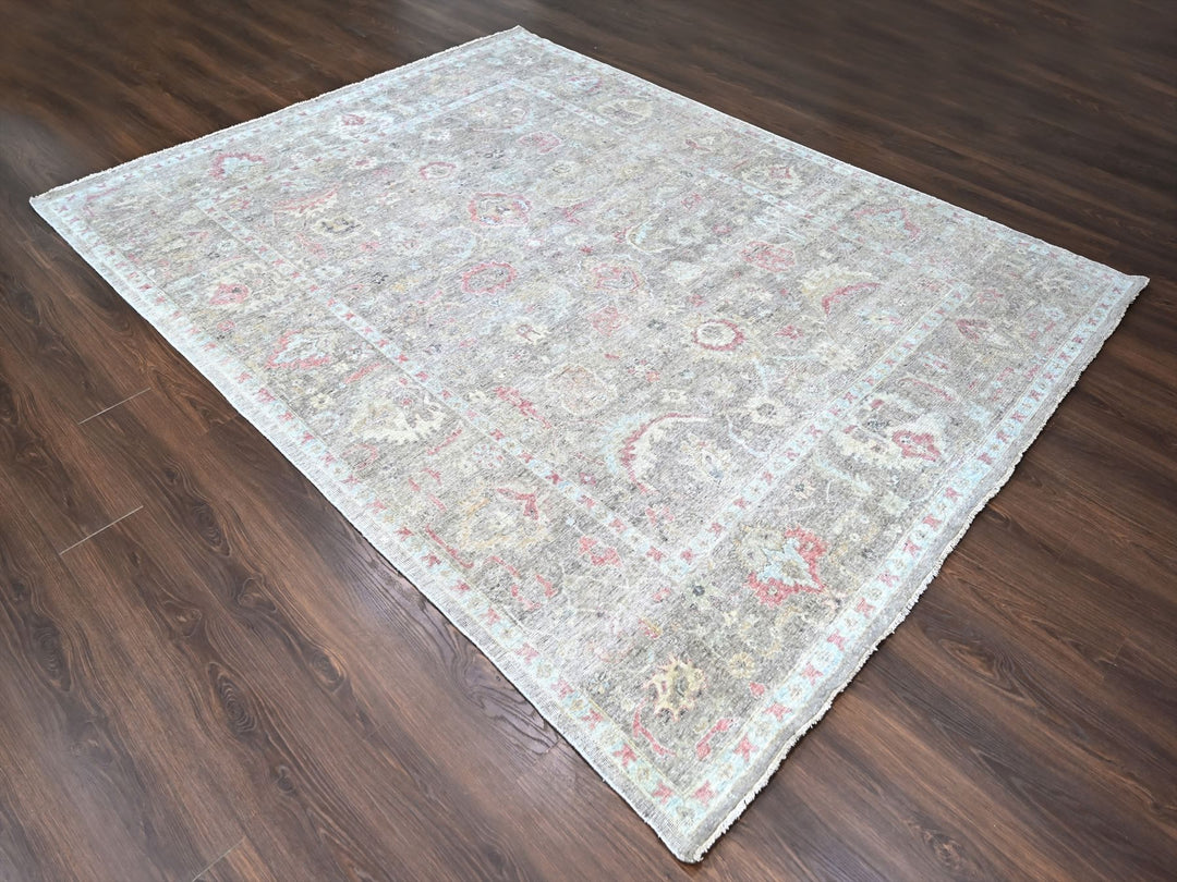 7'10" x 9'10" New Hand Knotted Grey Wool Rectangle Oriental Rug - MOA10210002