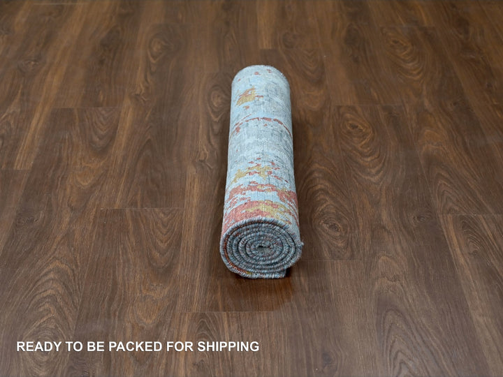 2'7" x 5'8" New Hand Knotted Orange Wool & Silk Runner Oriental Rug - MOA10210011