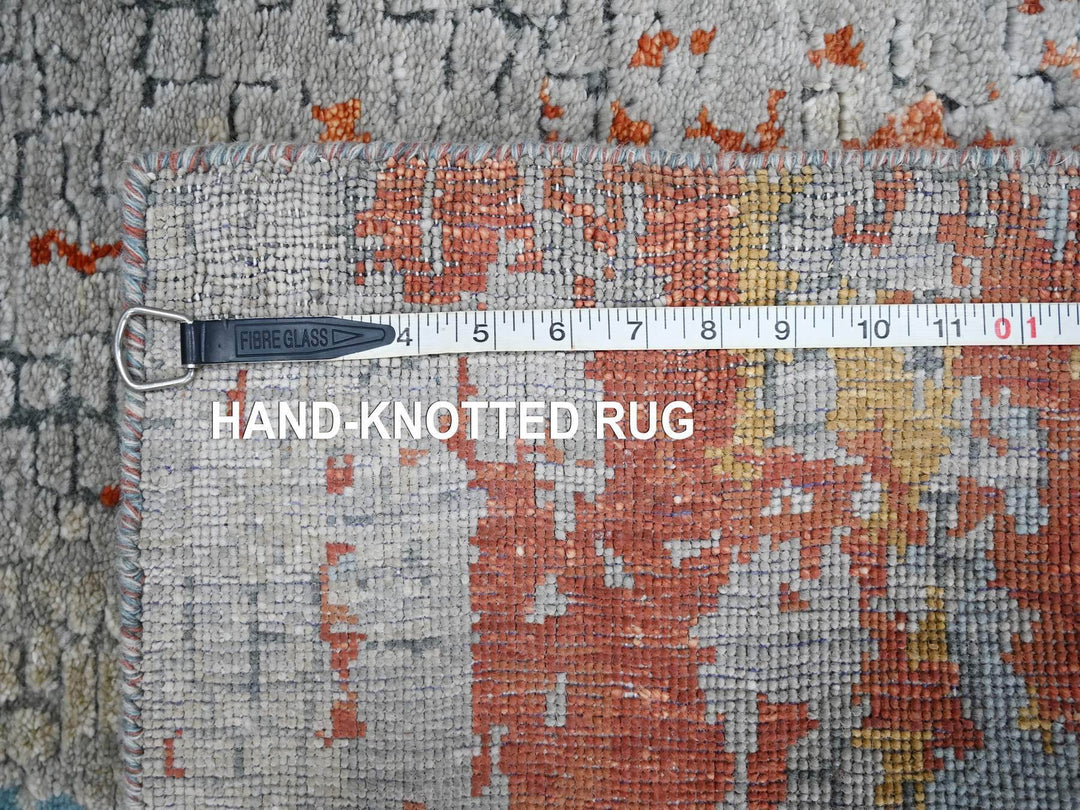 2'7" x 5'8" New Hand Knotted Orange Wool & Silk Runner Oriental Rug - MOA10210011