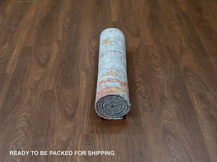 2'7" x 5'10" New Hand Knotted Orange Wool & Silk Runner Oriental Rug - MOA10210012