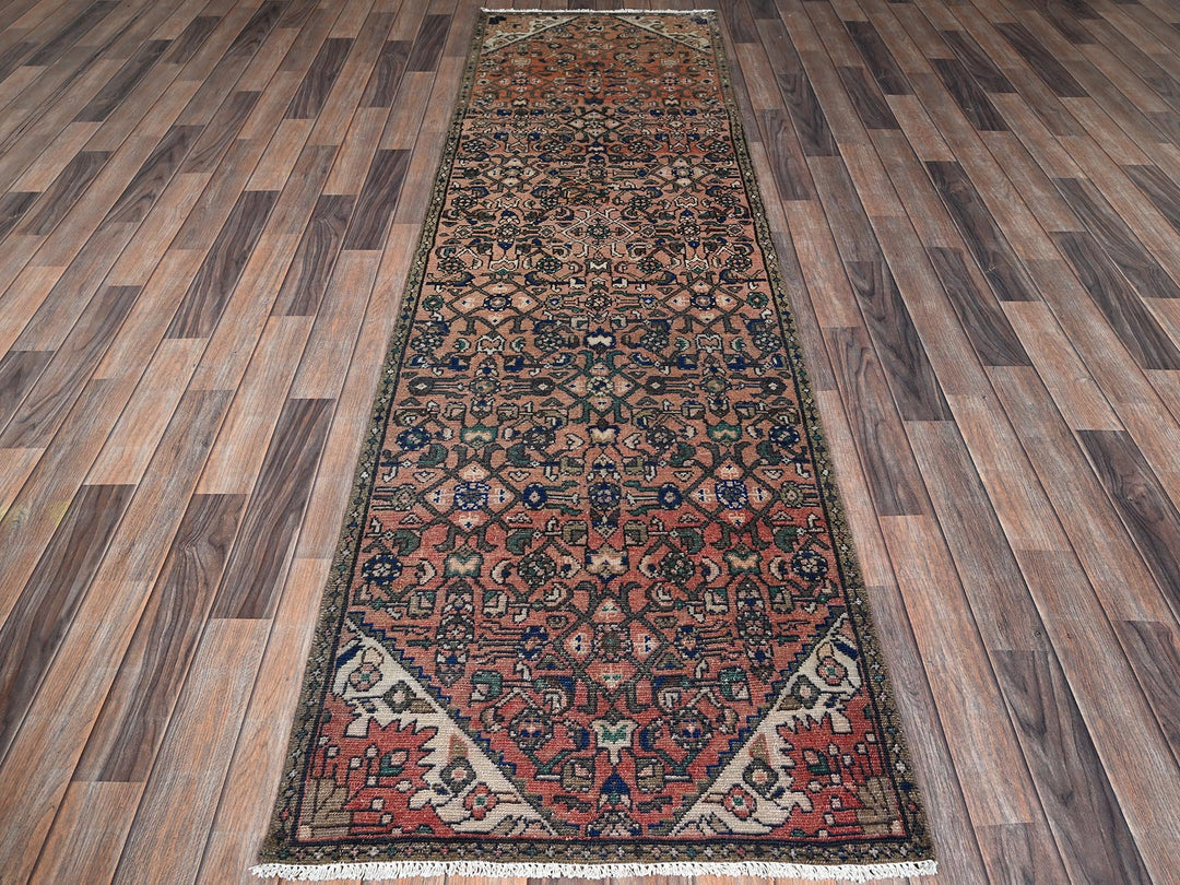 2'7" x 9'2" Vintage Hand Knotted Pink Wool Runner Oriental Rug - MOA1021001