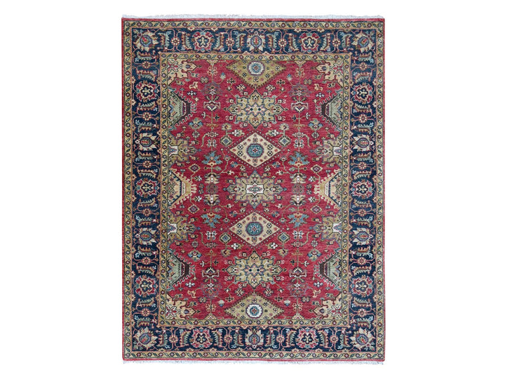 5'0" x 6'10" New Hand Knotted Red Wool Rectangle Oriental Rug - MOA10210020