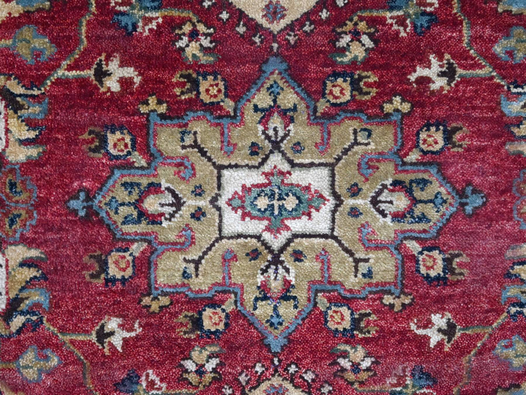 5'0" x 6'10" New Hand Knotted Red Wool Rectangle Oriental Rug - MOA10210020