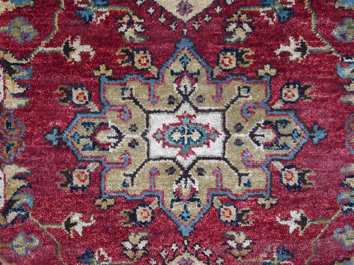 5'0" x 6'10" New Hand Knotted Red Wool Rectangle Oriental Rug - MOA10210020