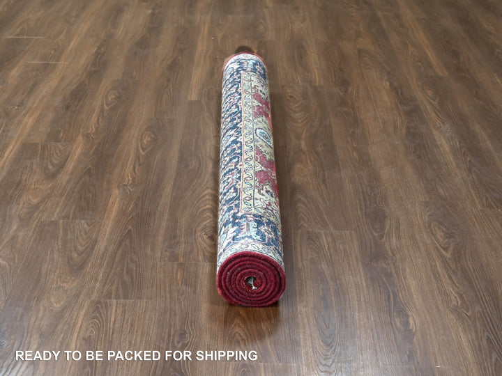 5'0" x 6'10" New Hand Knotted Red Wool Rectangle Oriental Rug - MOA10210020