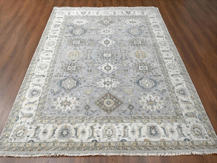 7'10" x 9'9" New Hand Knotted Grey Wool Rectangle Oriental Rug - MOA10210026