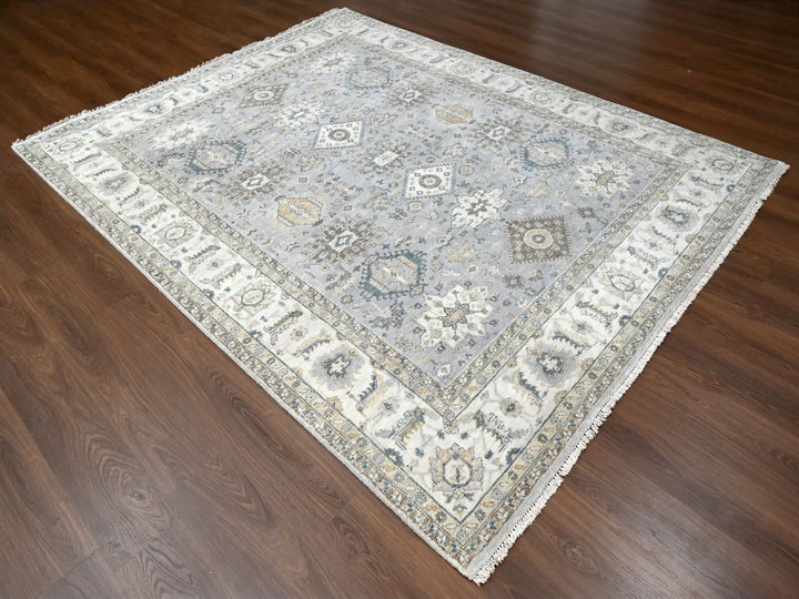 7'10" x 9'9" New Hand Knotted Grey Wool Rectangle Oriental Rug - MOA10210026