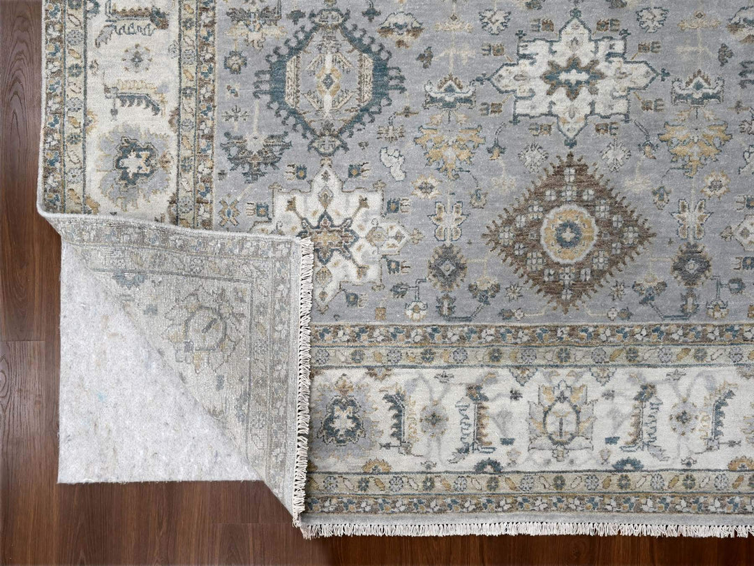 7'10" x 9'9" New Hand Knotted Grey Wool Rectangle Oriental Rug - MOA10210026