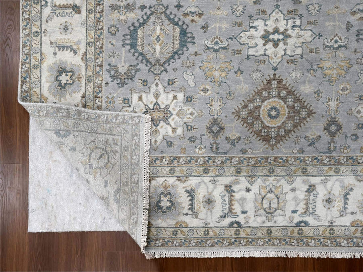 7'10" x 9'9" New Hand Knotted Grey Wool Rectangle Oriental Rug - MOA10210026