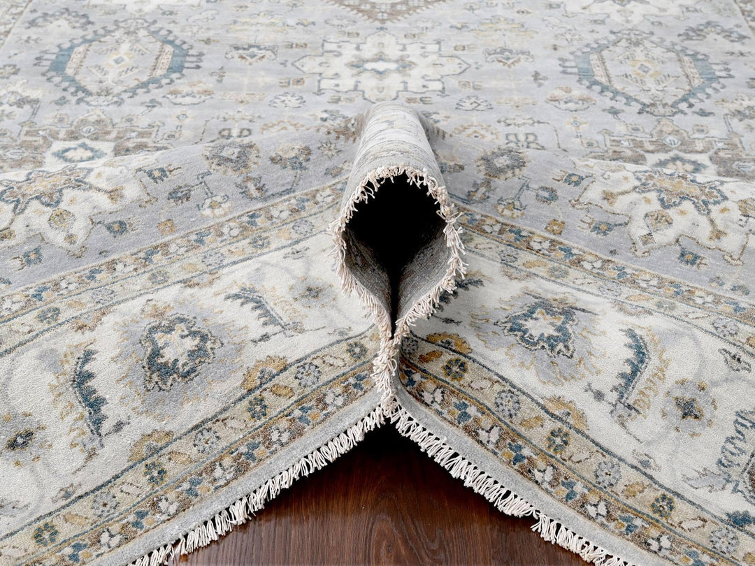 7'10" x 9'9" New Hand Knotted Grey Wool Rectangle Oriental Rug - MOA10210026