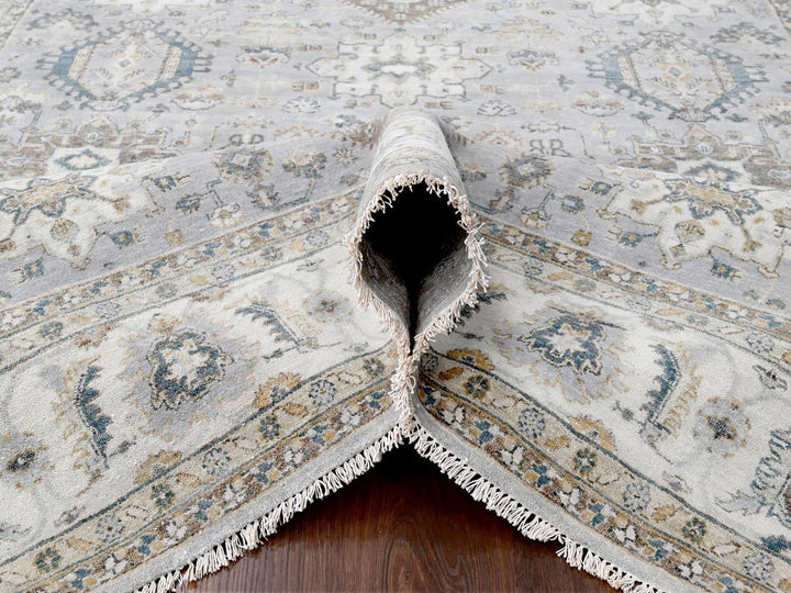 7'10" x 9'9" New Hand Knotted Grey Wool Rectangle Oriental Rug - MOA10210026