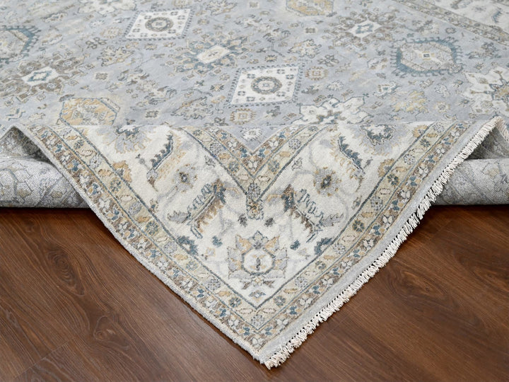 7'10" x 9'9" New Hand Knotted Grey Wool Rectangle Oriental Rug - MOA10210026