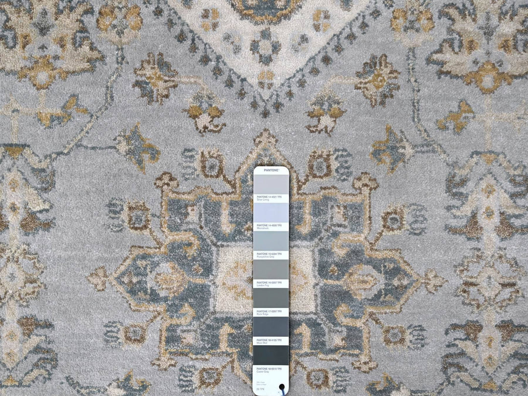 7'10" x 9'9" New Hand Knotted Grey Wool Rectangle Oriental Rug - MOA10210026