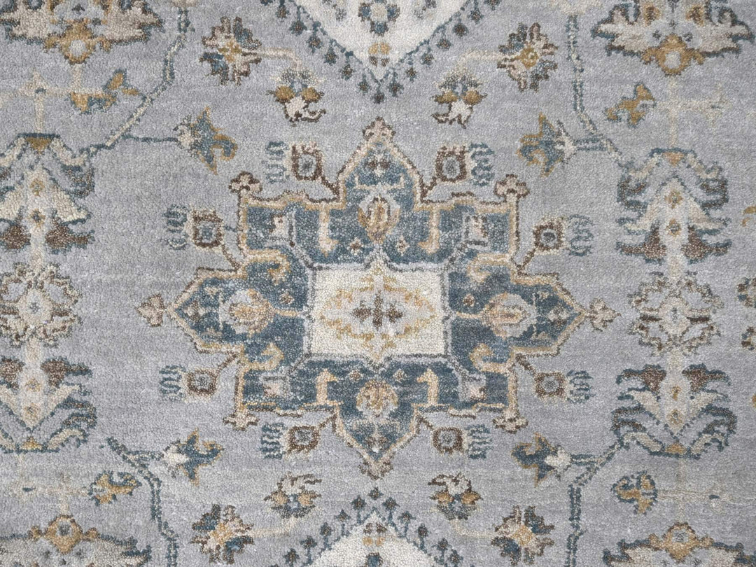 7'10" x 9'9" New Hand Knotted Grey Wool Rectangle Oriental Rug - MOA10210026