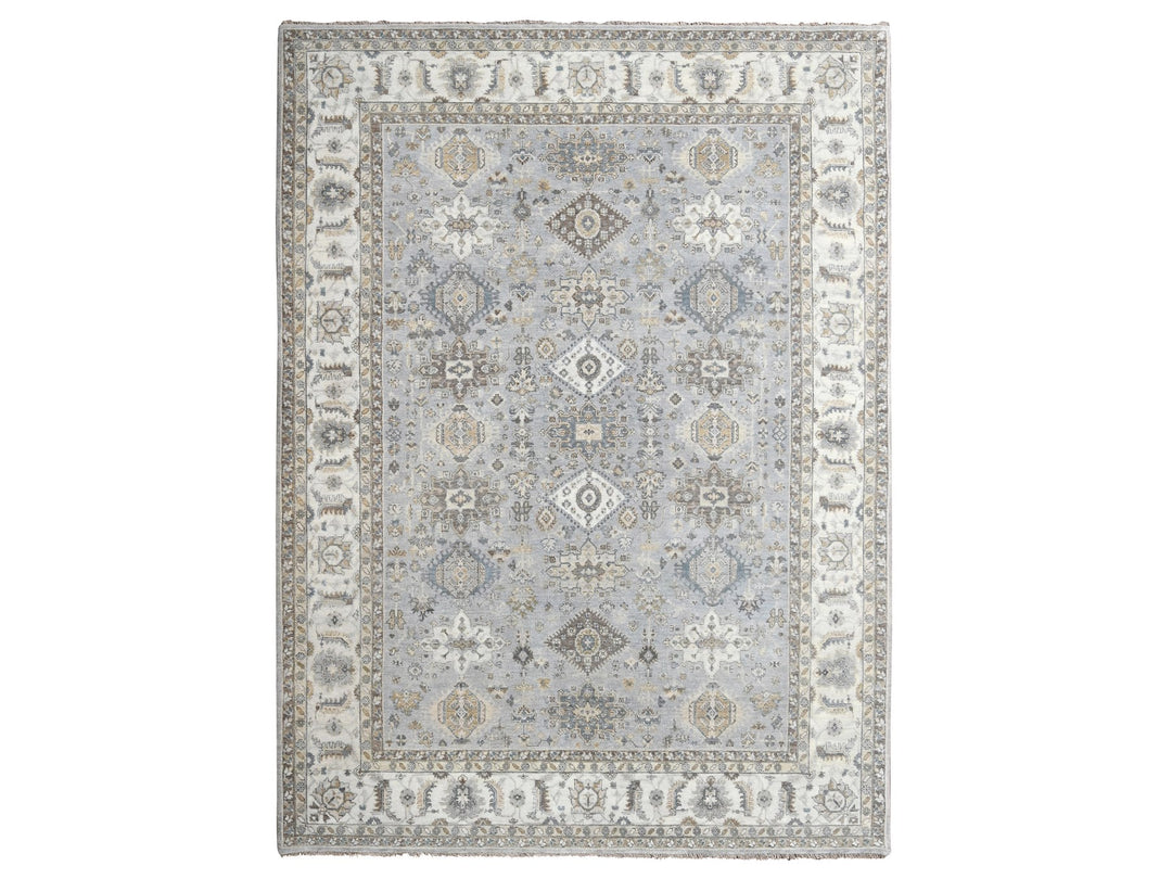 9'2" x 11'8" New Hand Knotted Grey Wool Rectangle Oriental Rug - MOA10210027