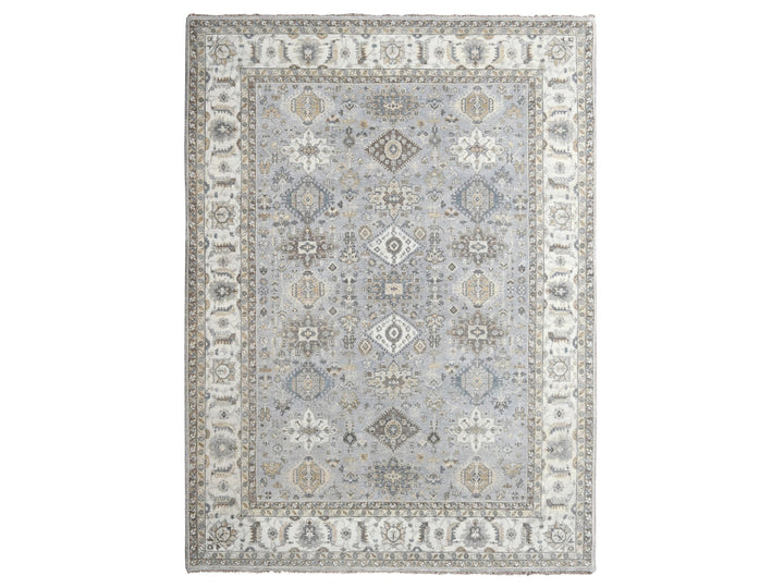 9'2" x 11'8" New Hand Knotted Grey Wool Rectangle Oriental Rug - MOA10210027