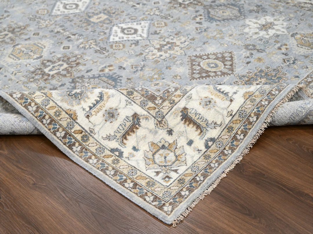 9'2" x 11'8" New Hand Knotted Grey Wool Rectangle Oriental Rug - MOA10210027
