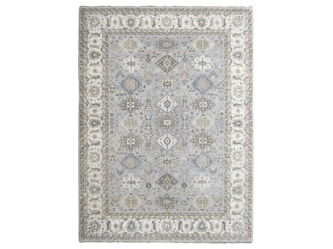 9'0" x 12'0" New Hand Knotted Grey Wool Rectangle Oriental Rug - MOA10210029