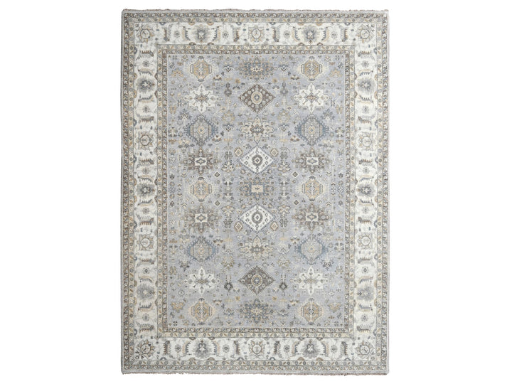 9'0" x 12'0" New Hand Knotted Grey Wool Rectangle Oriental Rug - MOA10210029