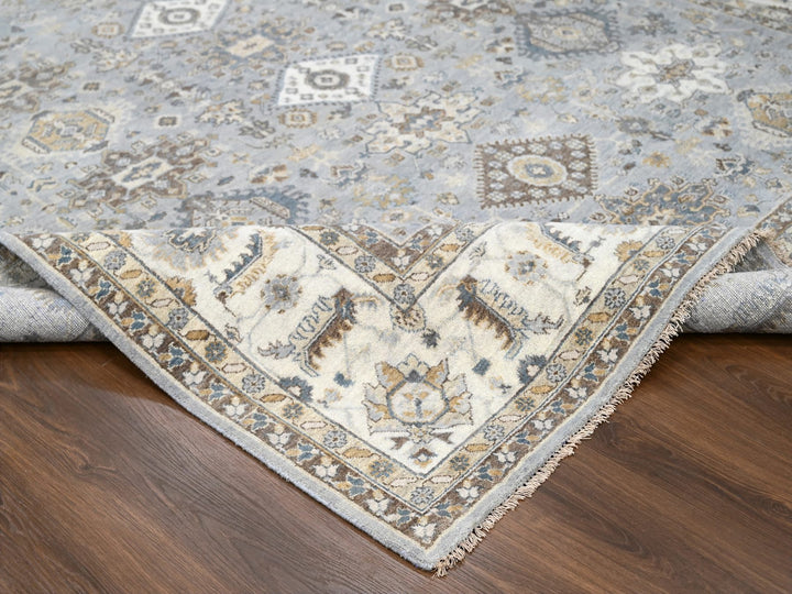 9'0" x 12'0" New Hand Knotted Grey Wool Rectangle Oriental Rug - MOA10210029