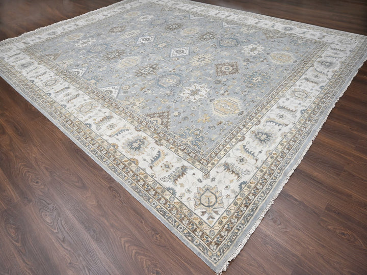 12'2" x 15'0" New Hand Knotted Grey Wool Rectangle Oriental Rug - MOA10210030